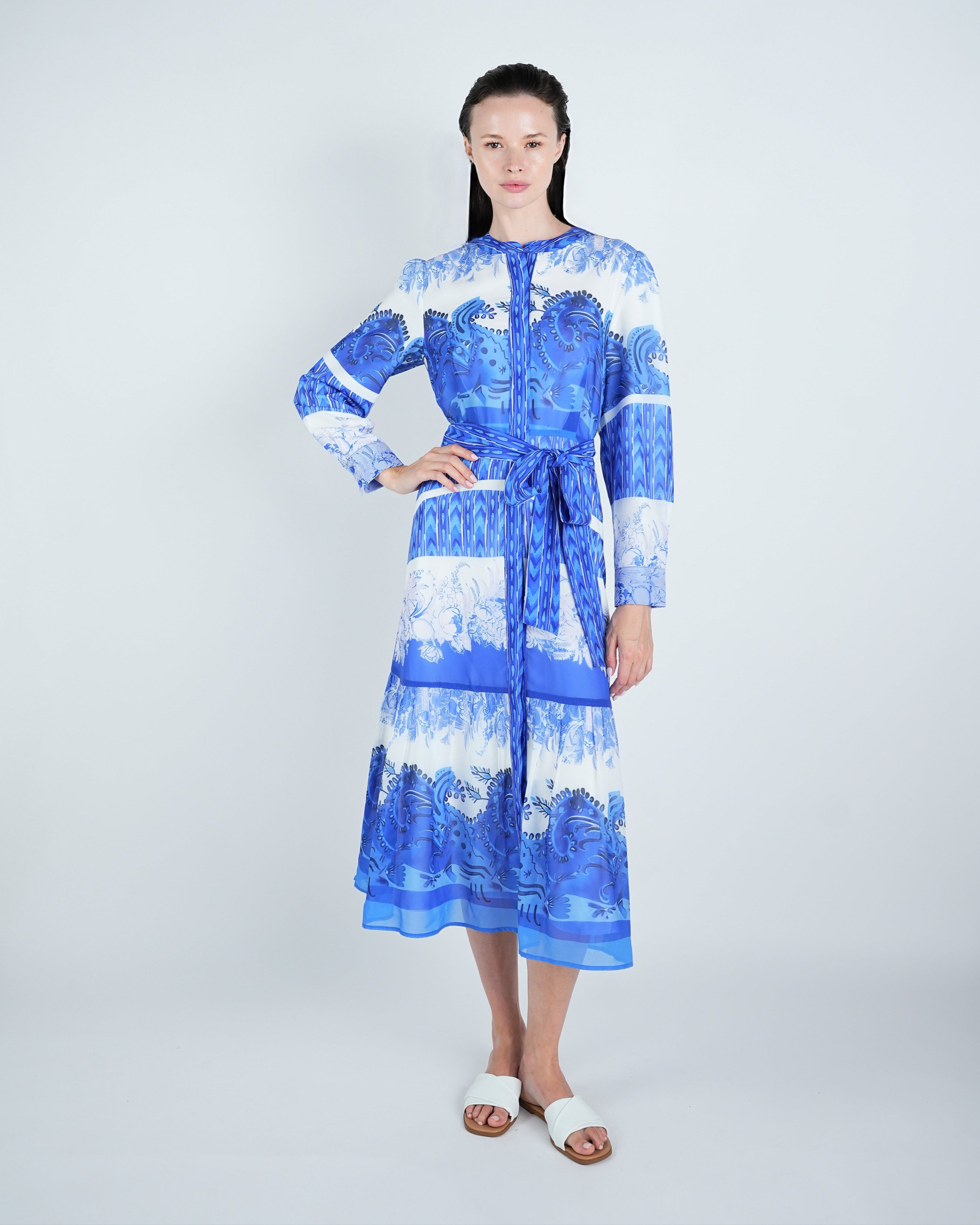 Chiffon Position Print Midi Dress