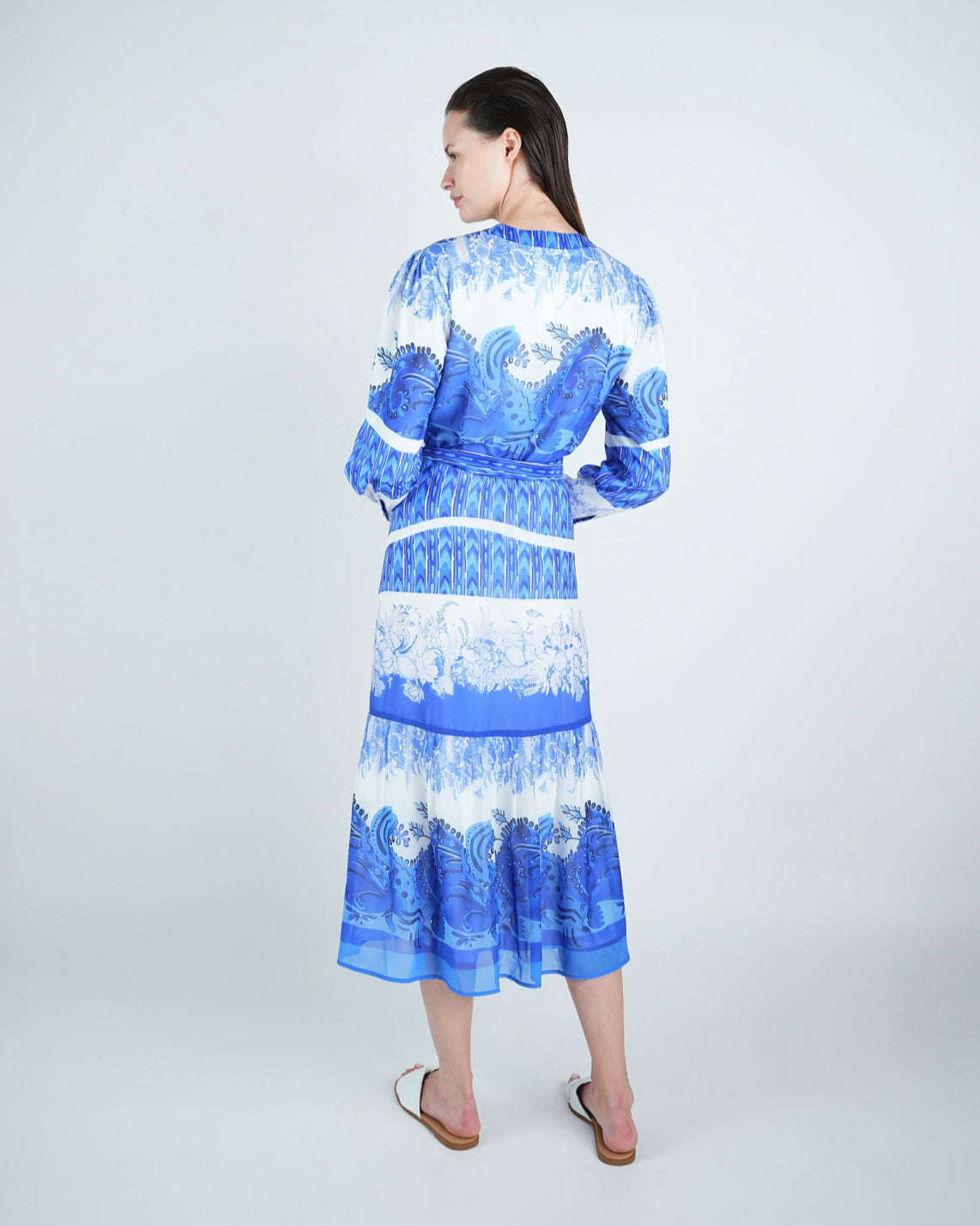 Chiffon Position Print Midi Dress