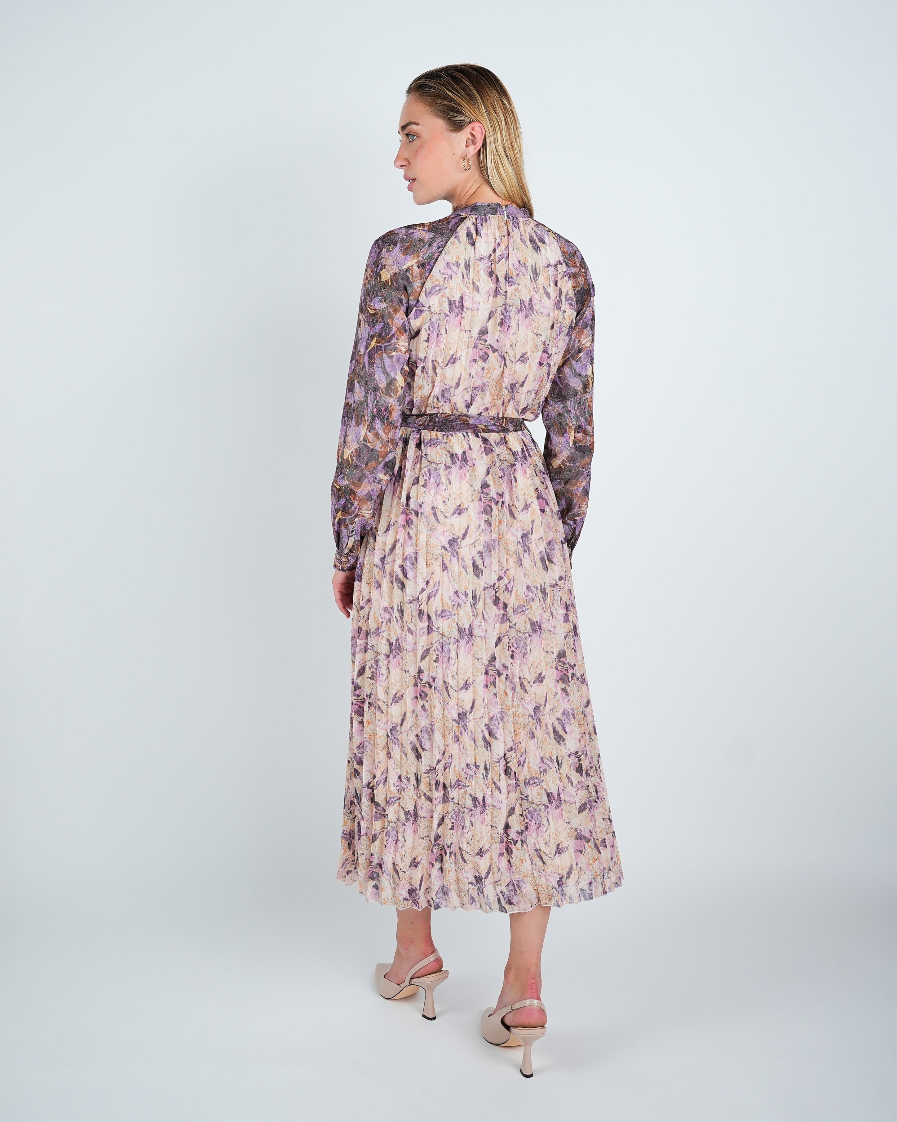 Chiffon Pleated Two Tone Midi Dress