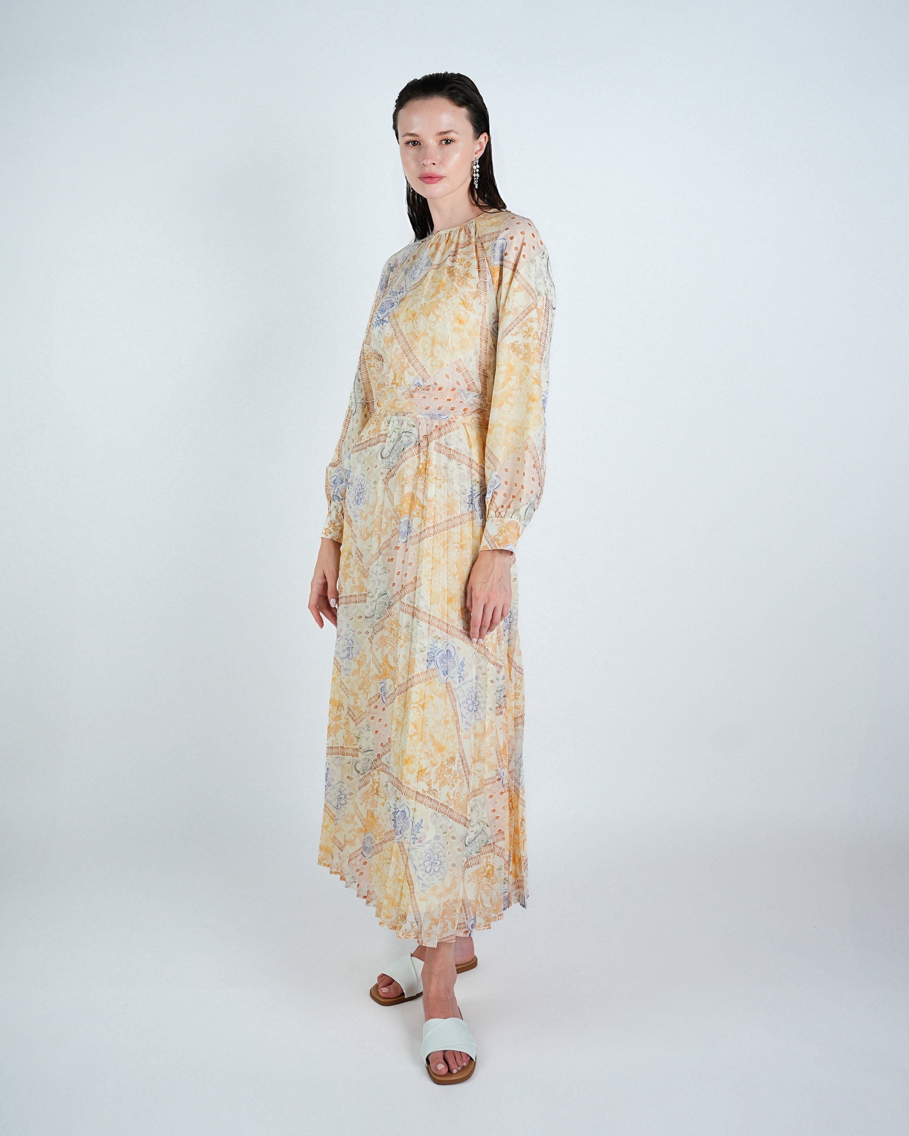 Chiffon Patchwork Print Maxi Dress