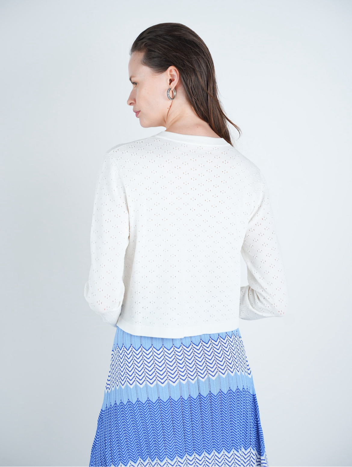 Knit Eyelet Buttoned Cardigan