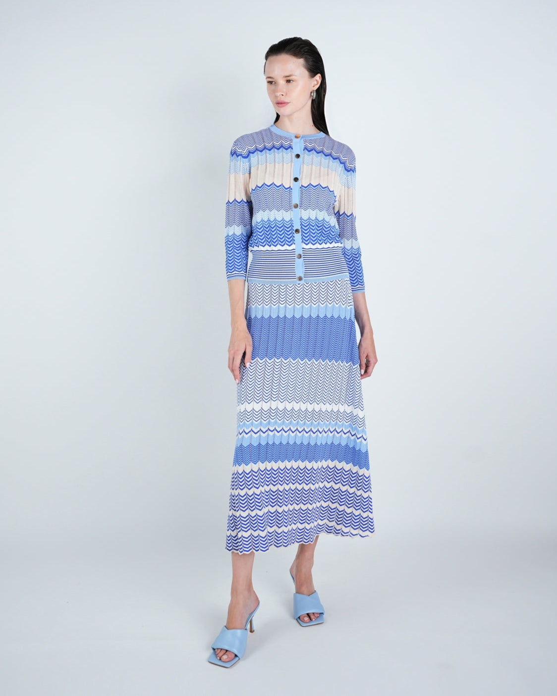 Knit Chevron Stripe Maxi Skirt