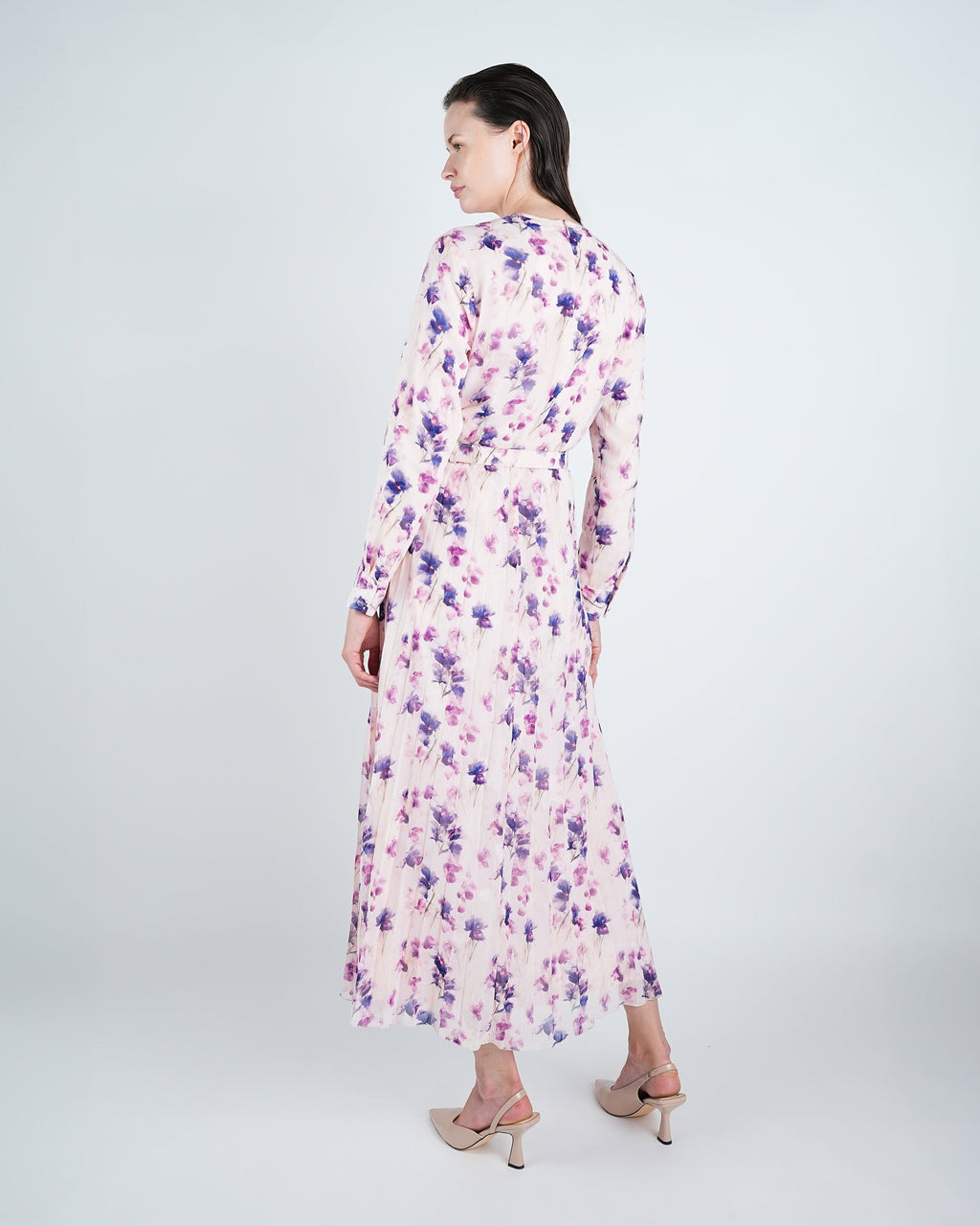 Chiffon Floral Pleated Maxi Dress