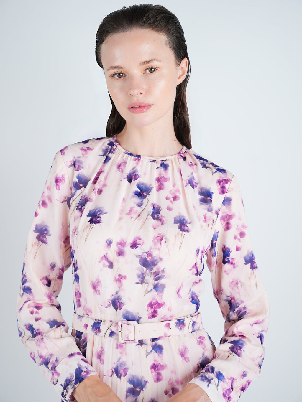 Chiffon Floral Pleated Maxi Dress