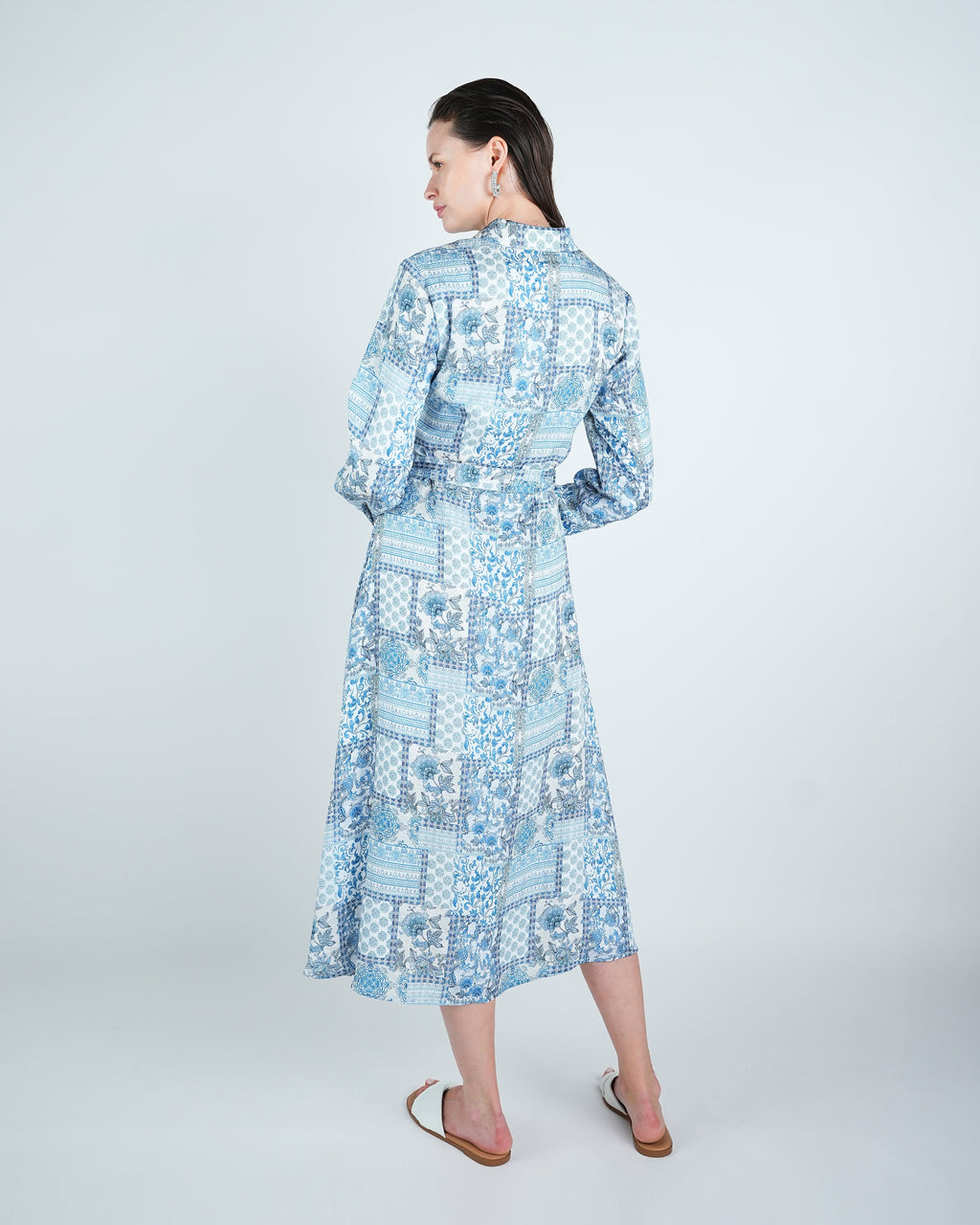 Georgette Patchwork Belted Shirt Dress