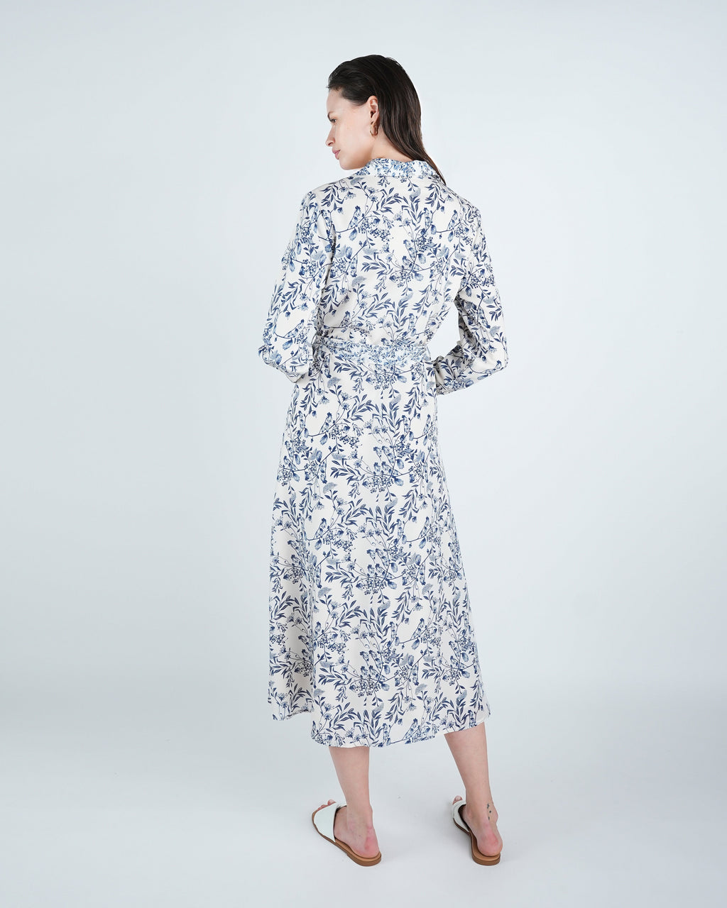 Georgette A-Line Belted Shirt Dress