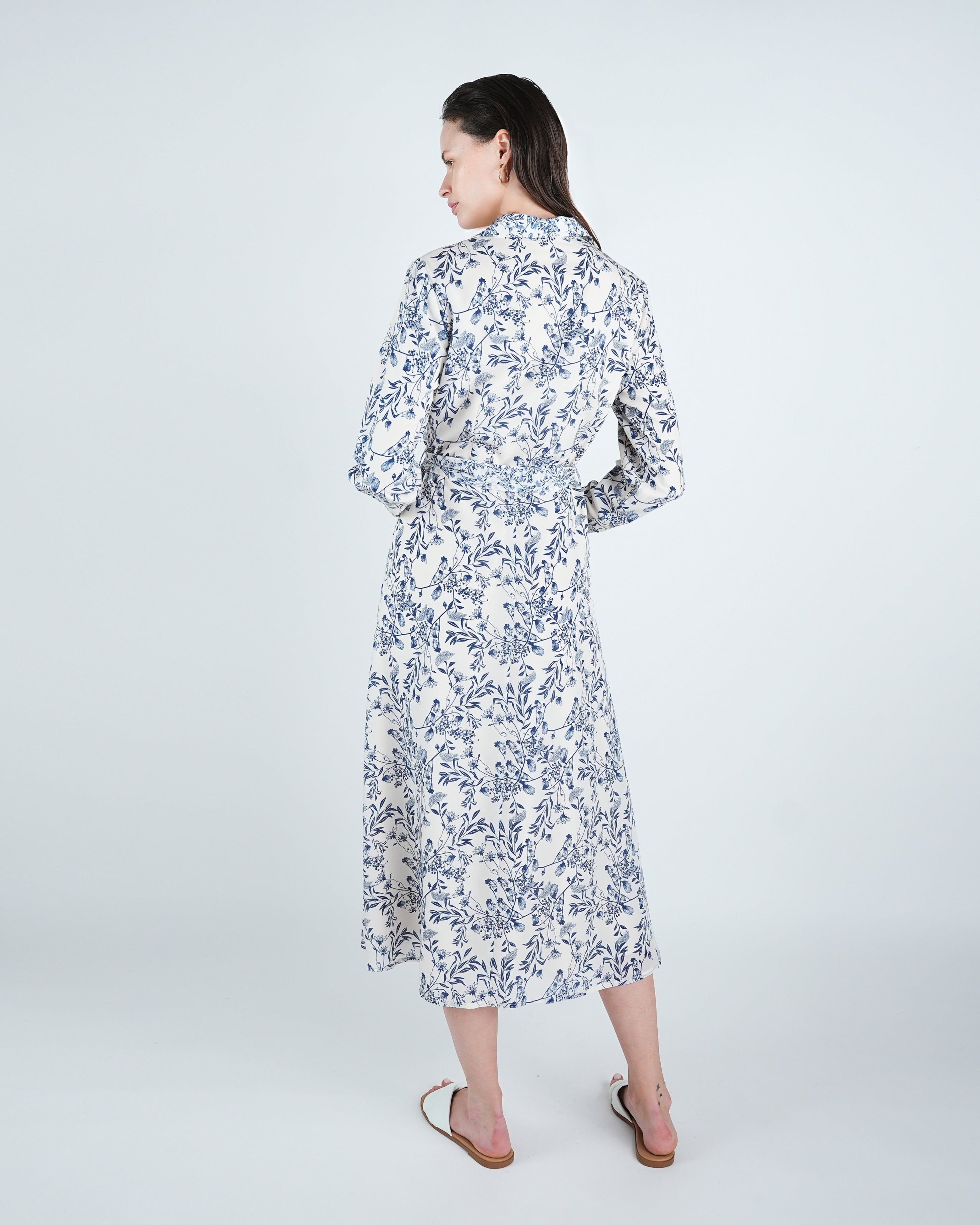 Georgette A-Line Belted Shirt Dress