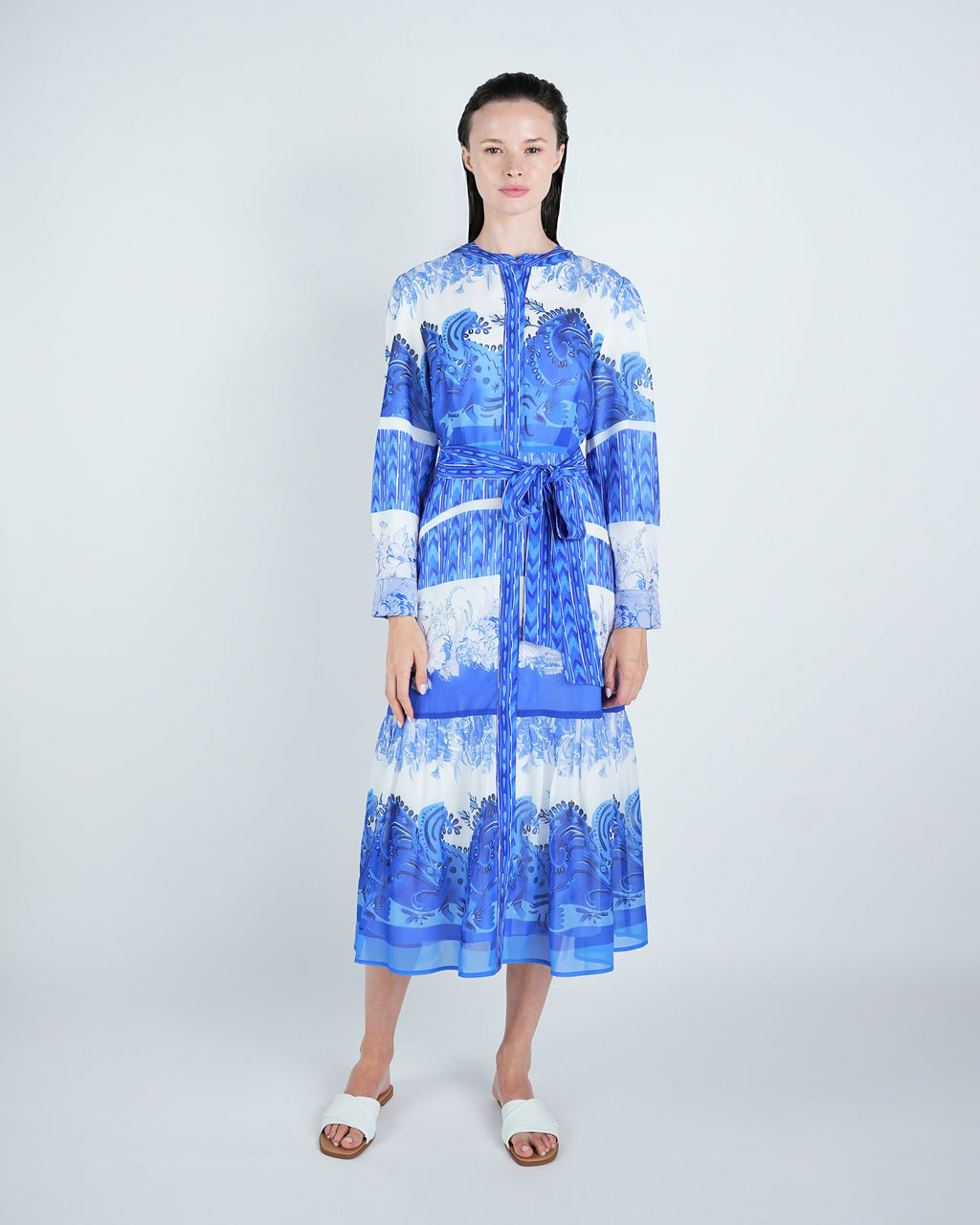 Chiffon Position Print Midi Dress