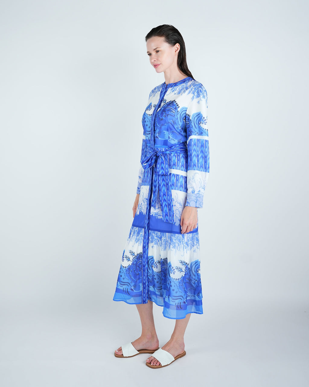 Chiffon Position Print Midi Dress