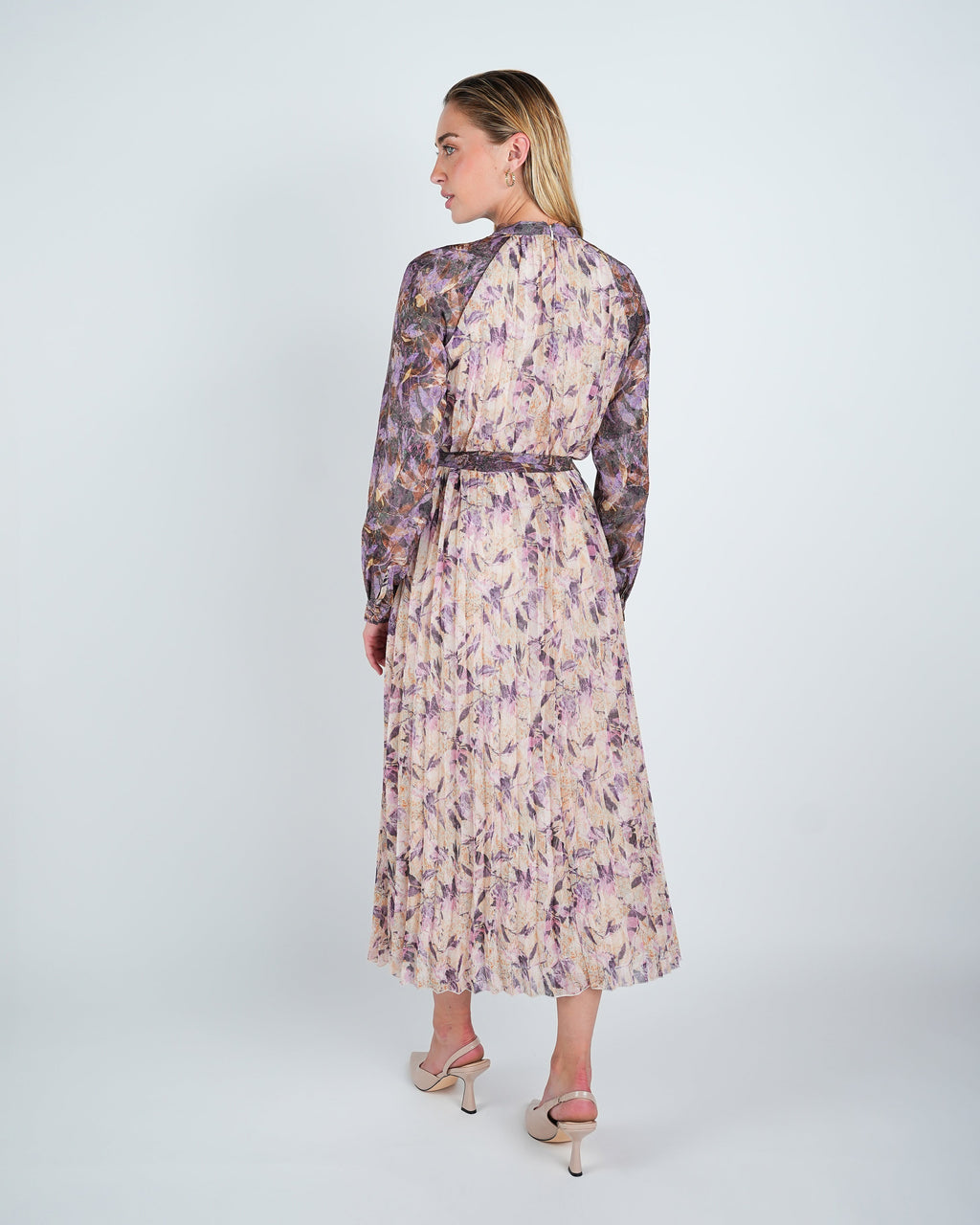 Chiffon Pleated Two Tone Midi Dress