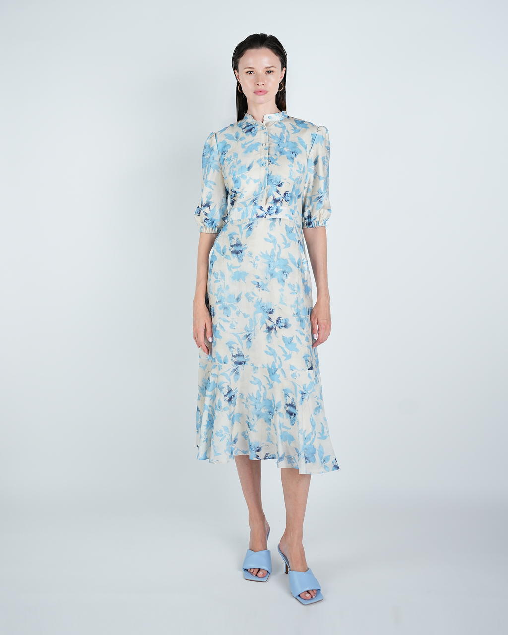 Floral A-Line Midi Dress