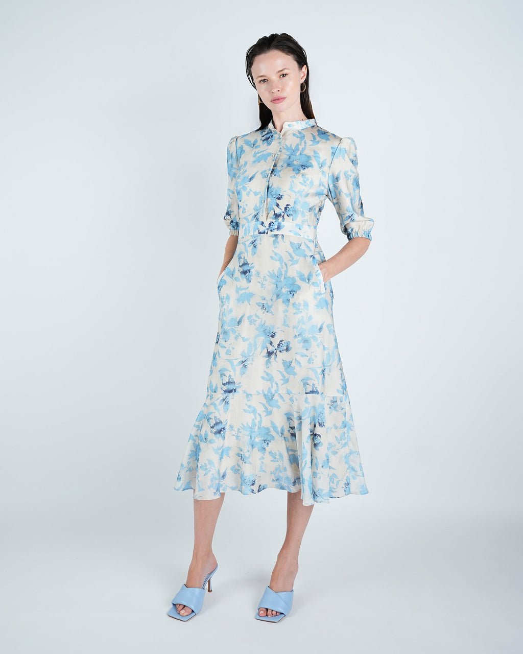 Floral A-Line Midi Dress