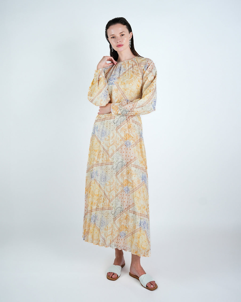 Chiffon Patchwork Print Maxi Dress