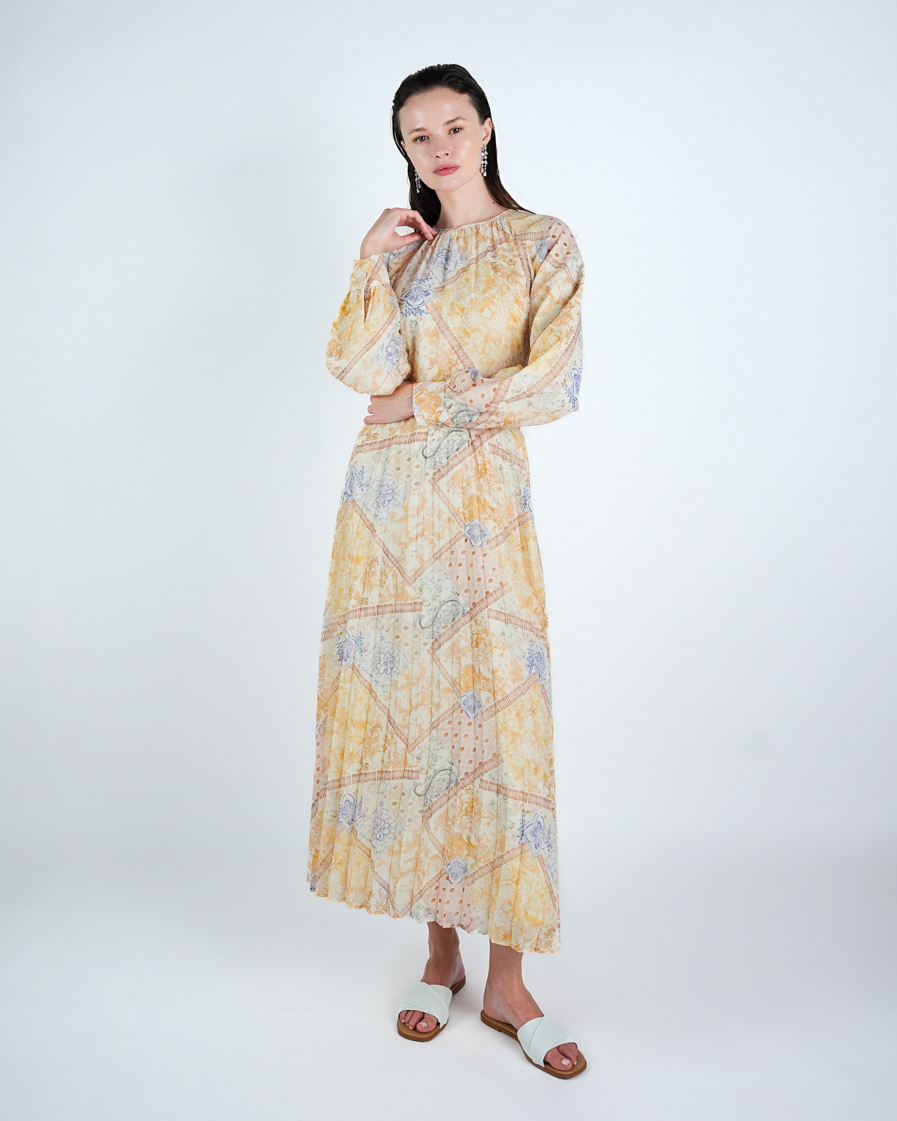 Chiffon Patchwork Print Maxi Dress