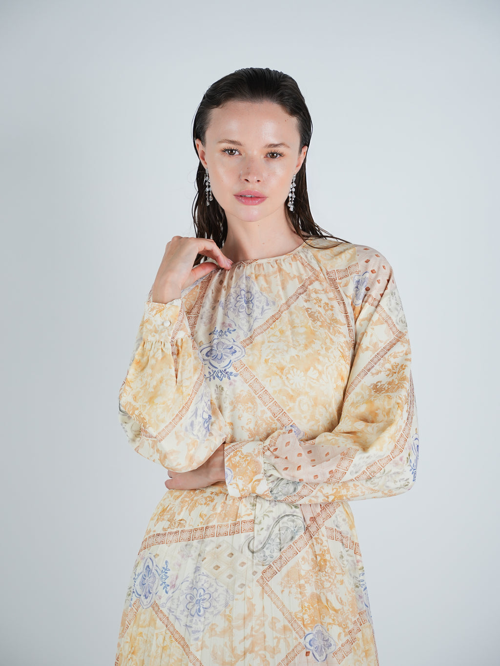 Chiffon Patchwork Print Maxi Dress