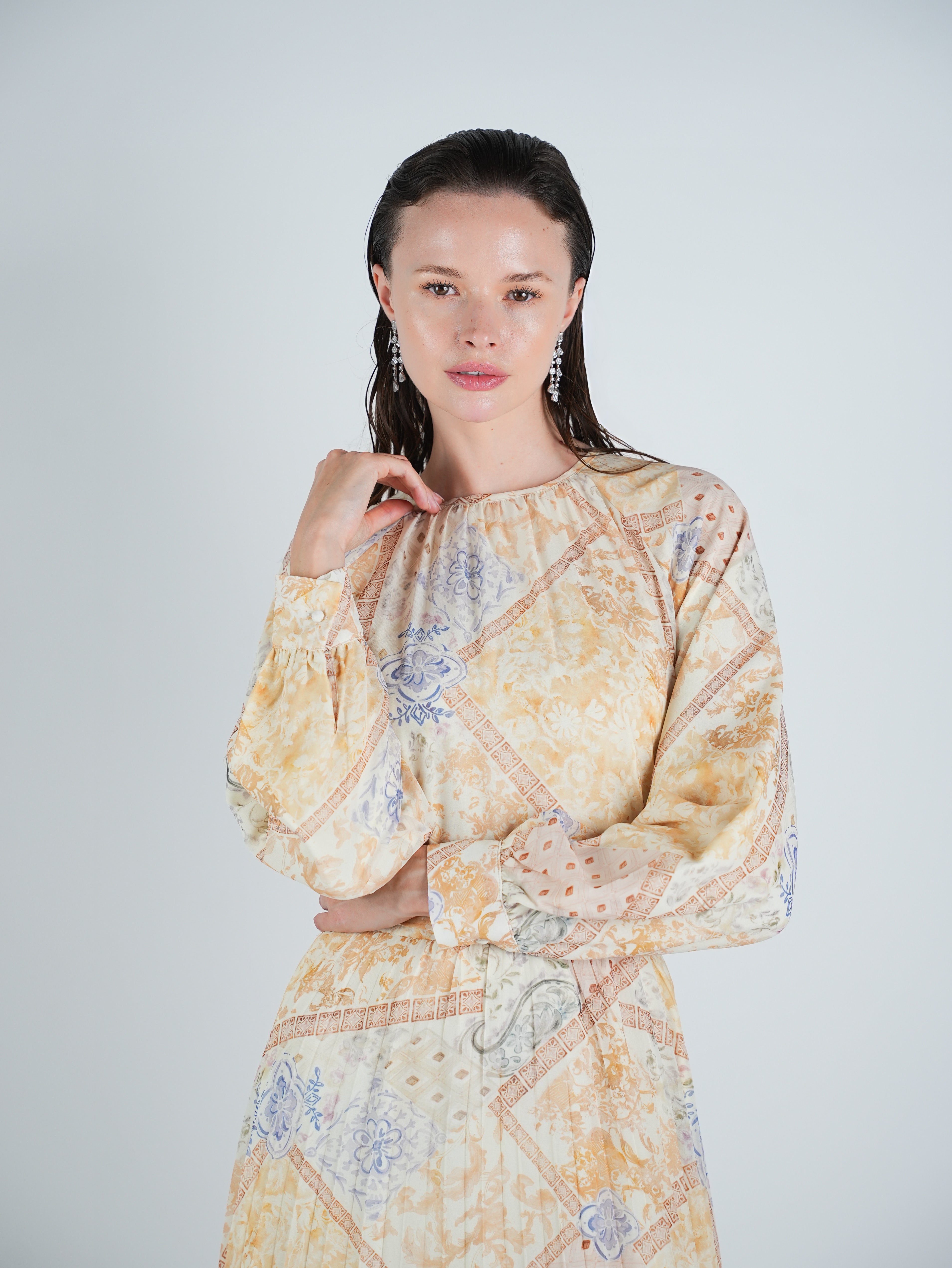 Chiffon Patchwork Print Maxi Dress