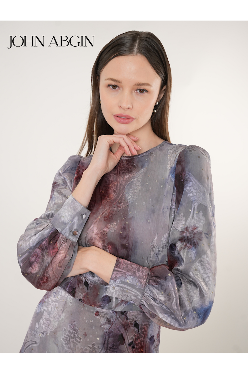 Chiffon Burnout Ombre Scatter Midi Dress