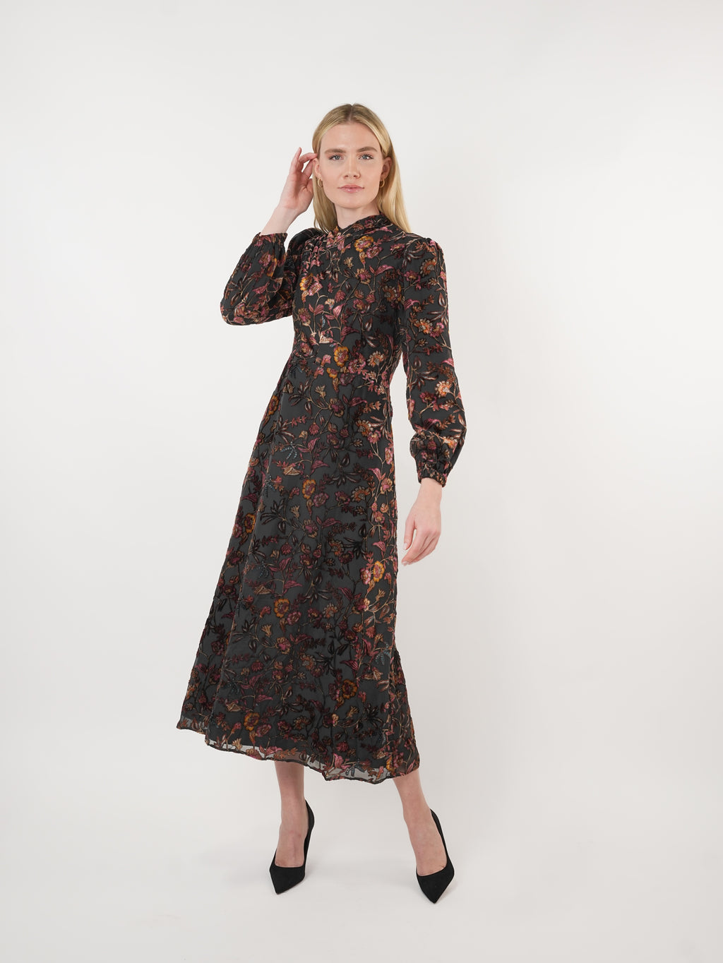 Velvet Burnout Multi Floral Maxi Dress