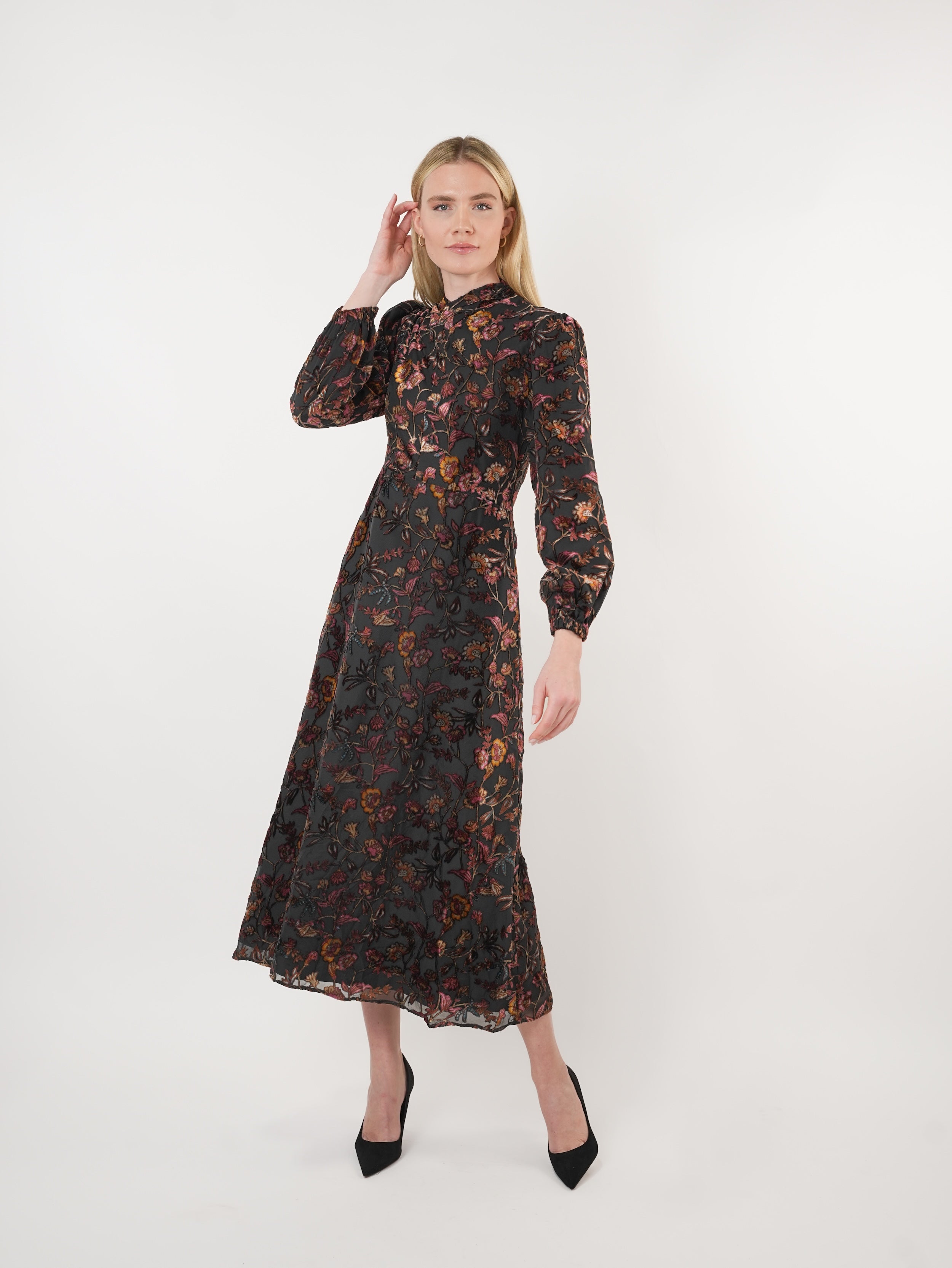 Velvet Burnout Multi Floral Maxi Dress