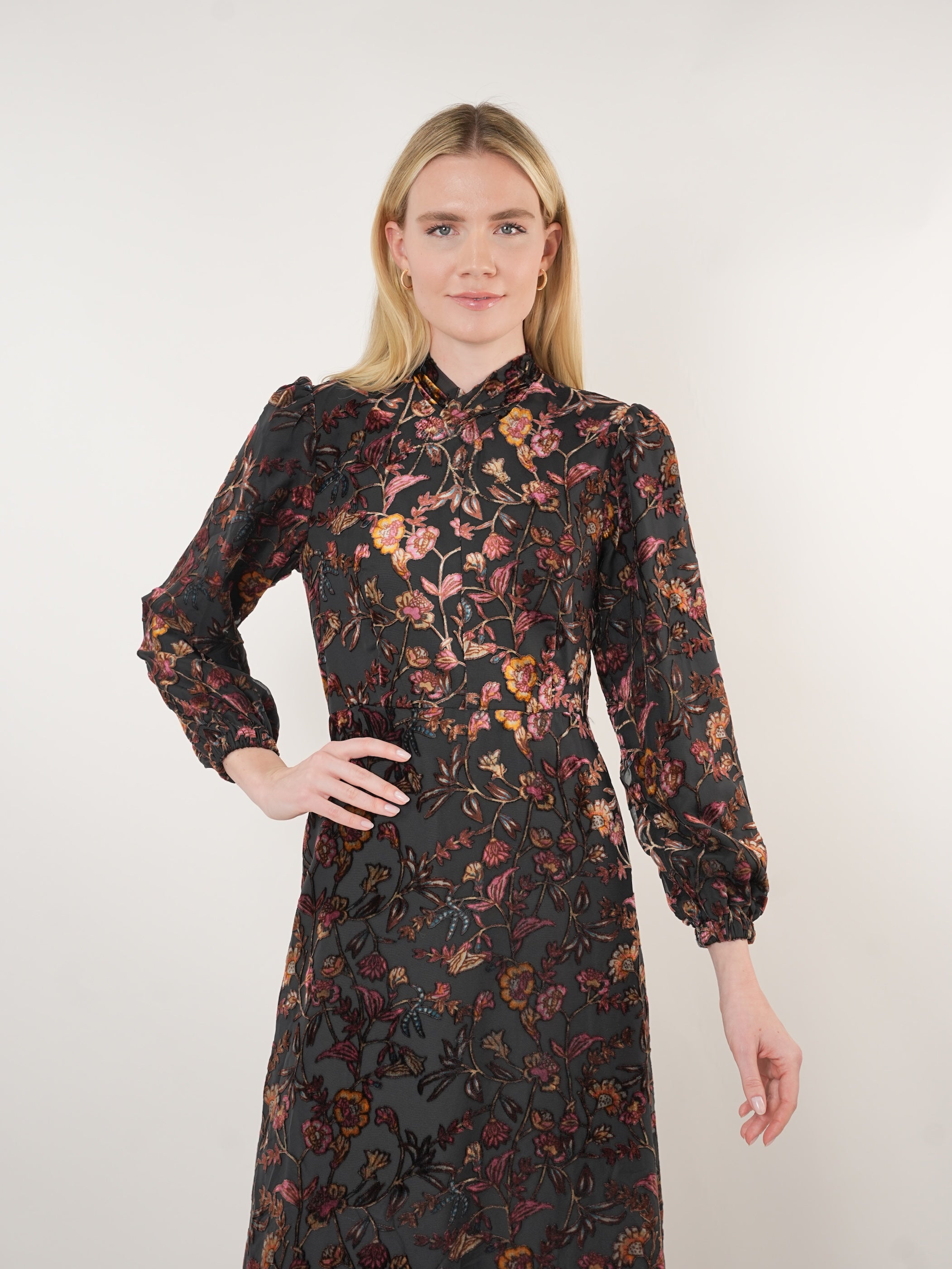 Velvet Burnout Multi Floral Maxi Dress