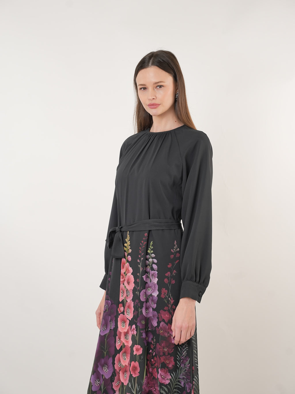 Chiffon Floral Placement Print Maxi Dress