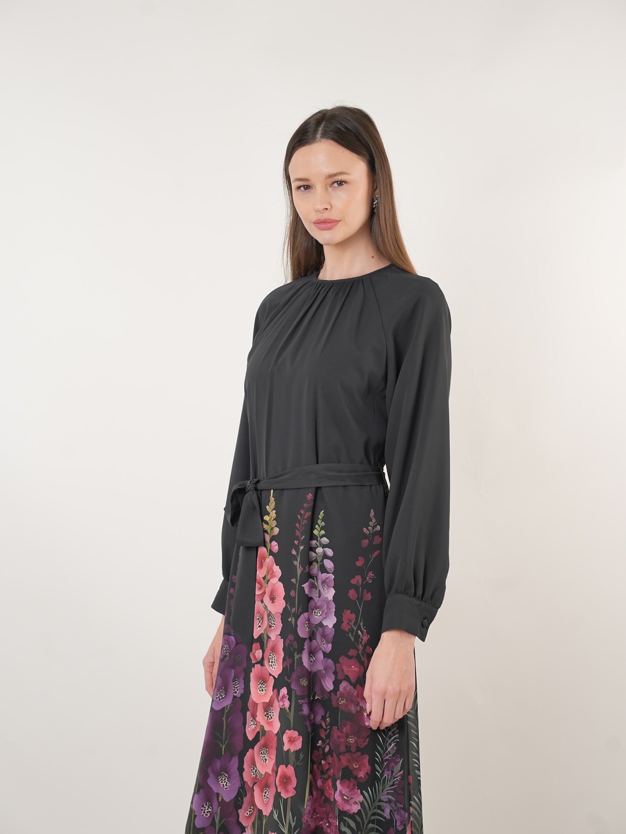 Chiffon Floral Placement Print Maxi Dress
