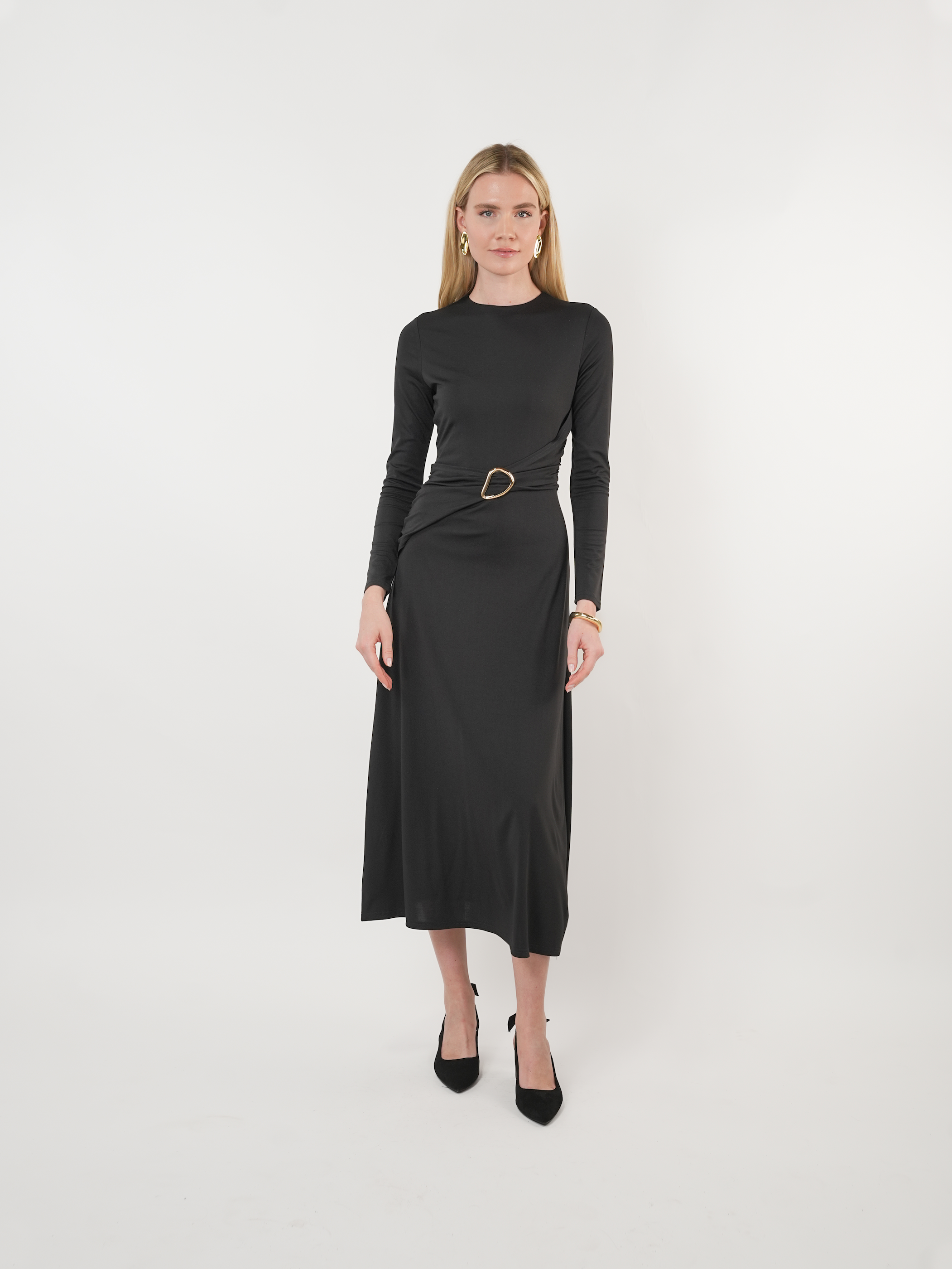Jersey Ruched Cross Body Maxi Dress