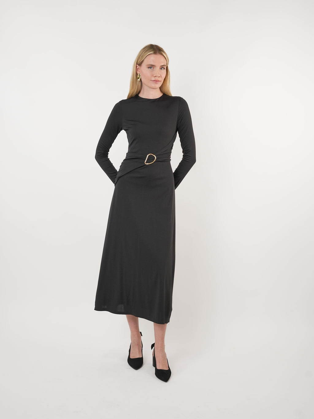 Jersey Ruched Cross Body Maxi Dress