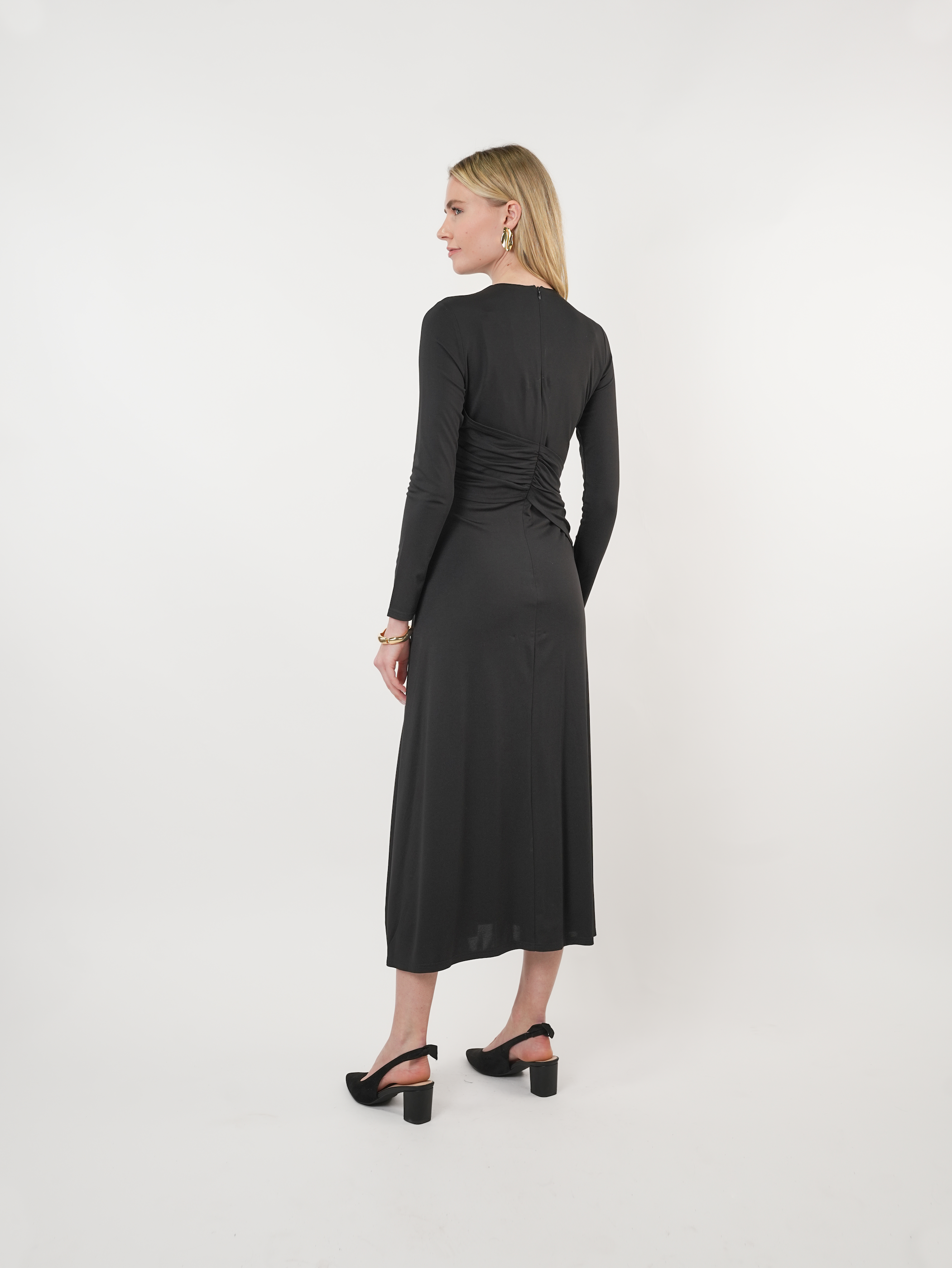 Jersey Ruched Cross Body Maxi Dress