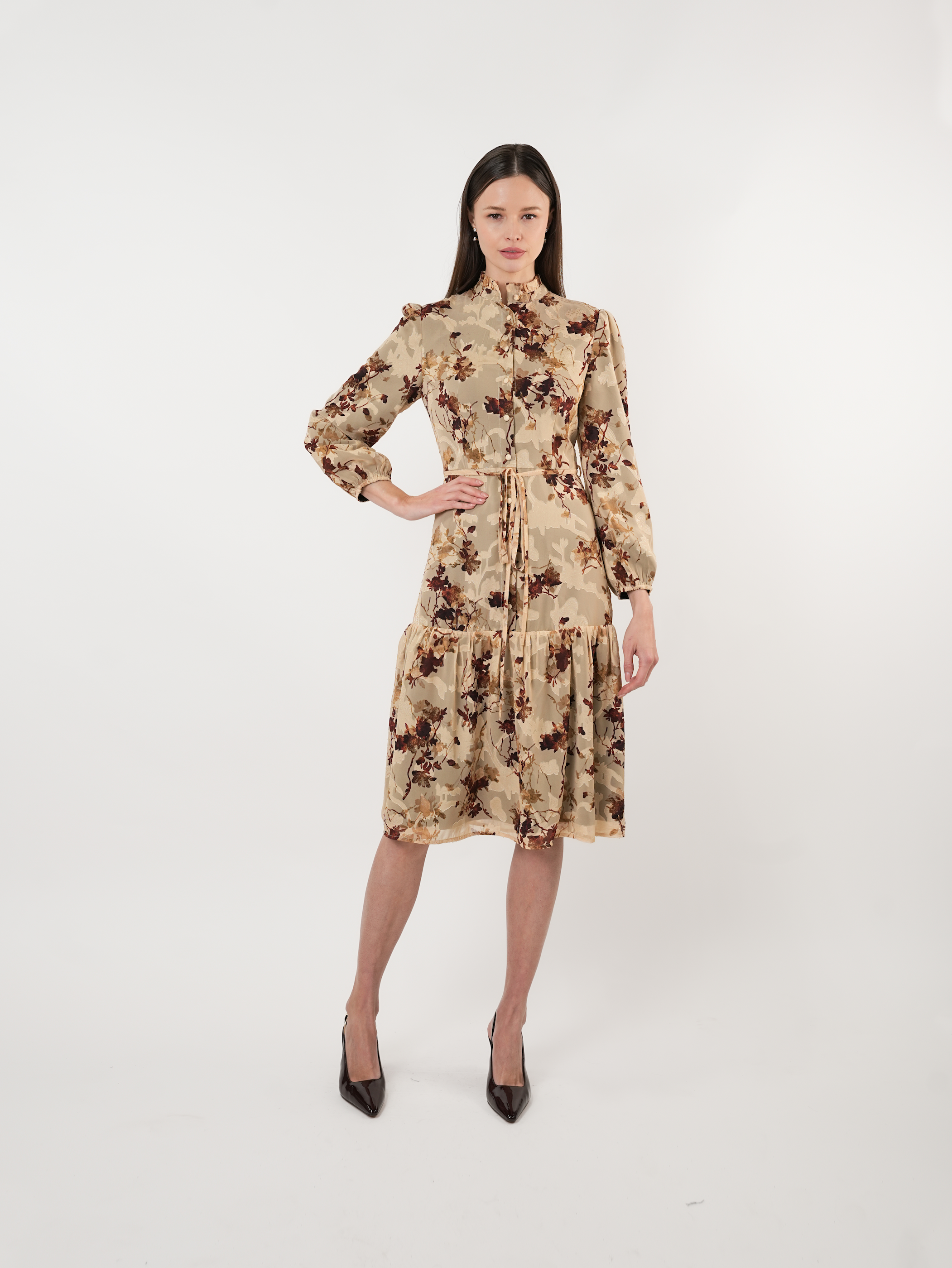 Chiffon Ruffle Tiered Midi Dress