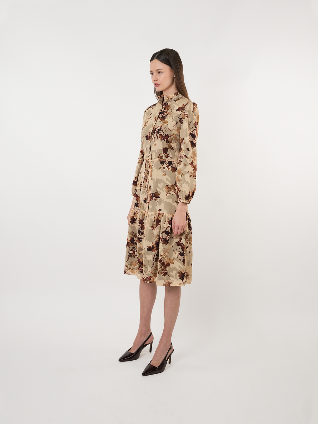 Chiffon Ruffle Tiered Midi Dress