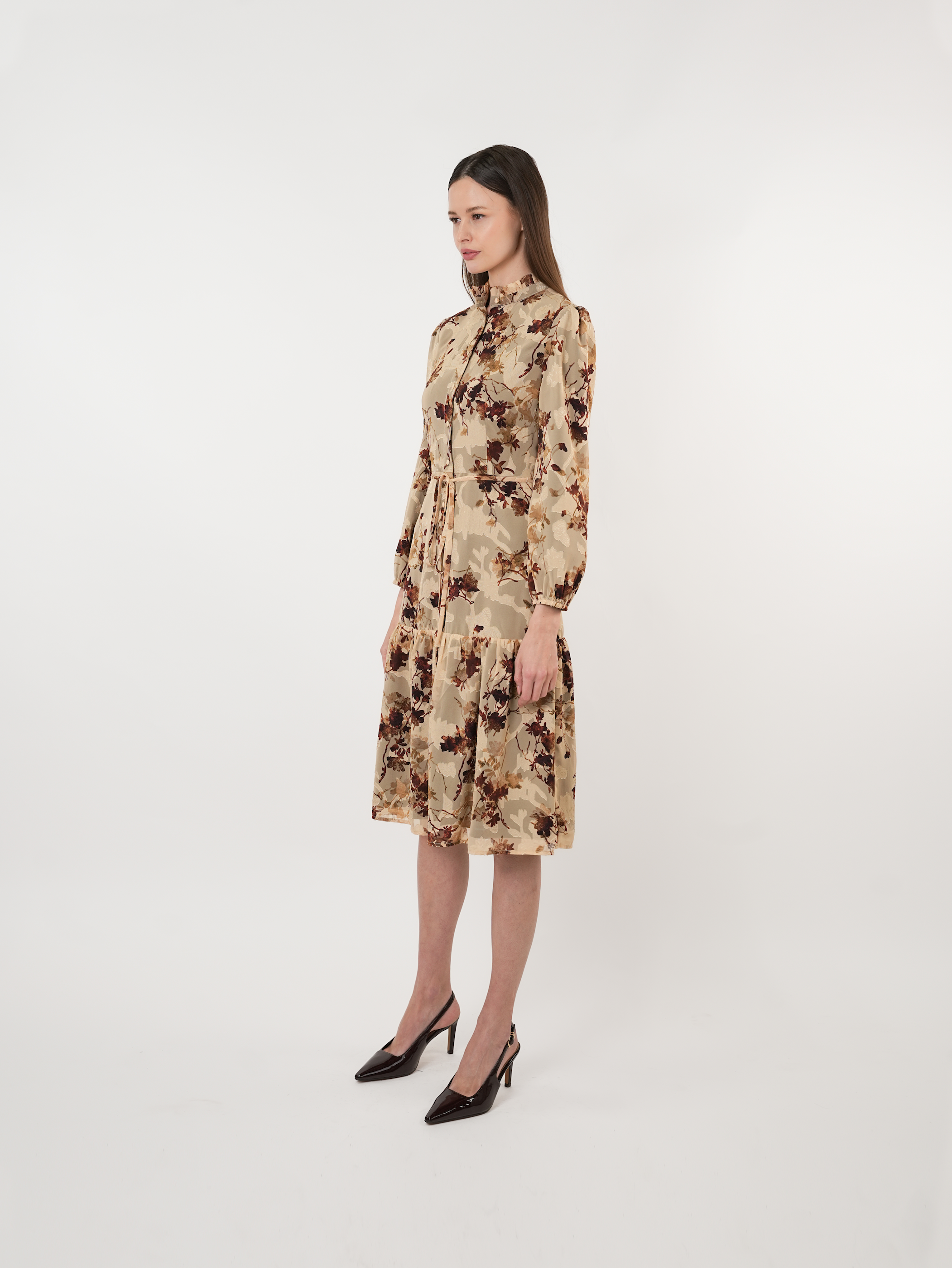 Chiffon Ruffle Tiered Midi Dress