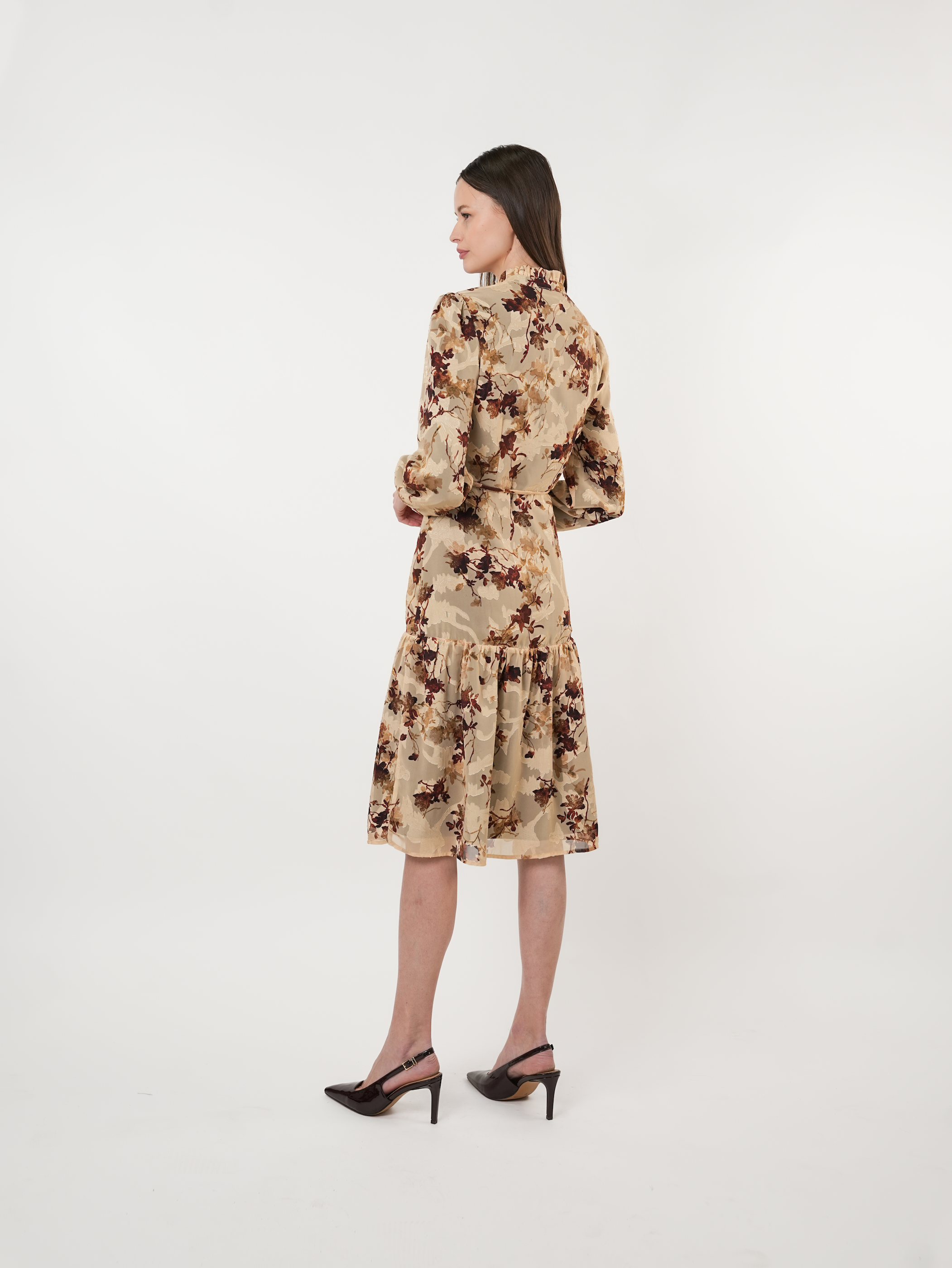 Chiffon Ruffle Tiered Midi Dress