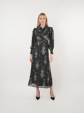 Chiffon Burnout Printed Cross-Over Maxi Dress