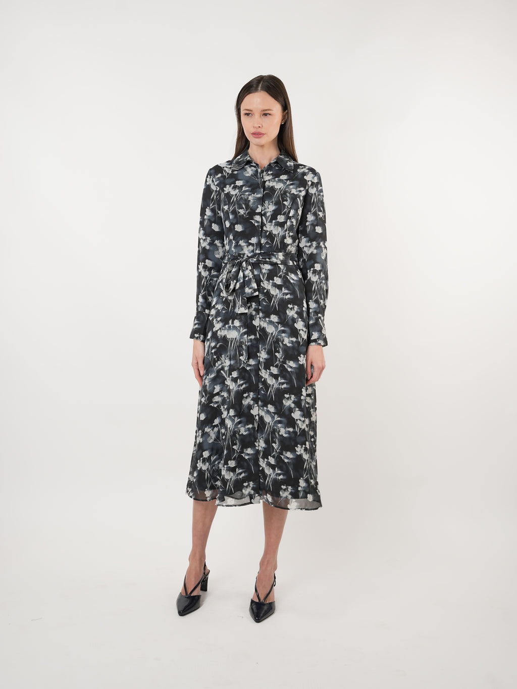 Chiffon Scatter Printed Shirt Dress