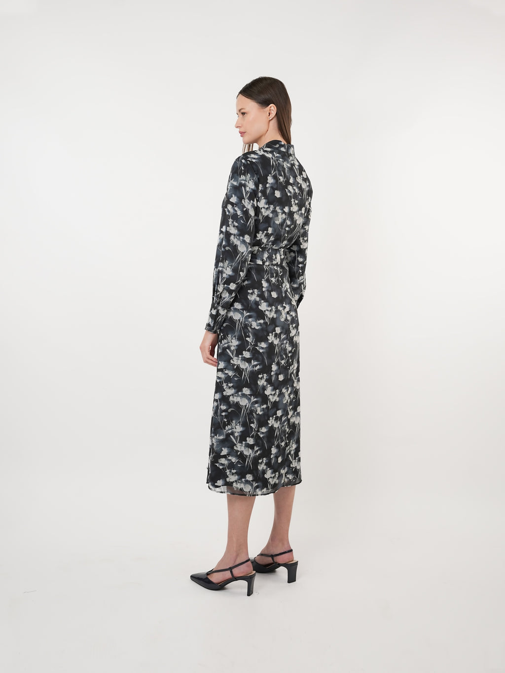 Chiffon Scatter Printed Shirt Dress