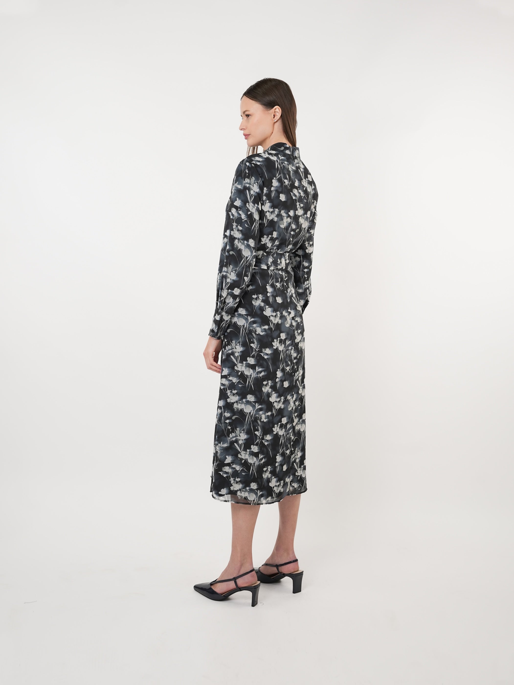 Chiffon Scatter Printed Shirt Dress