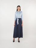 Satin Contrast Pearl Detail Maxi Shirt Dress