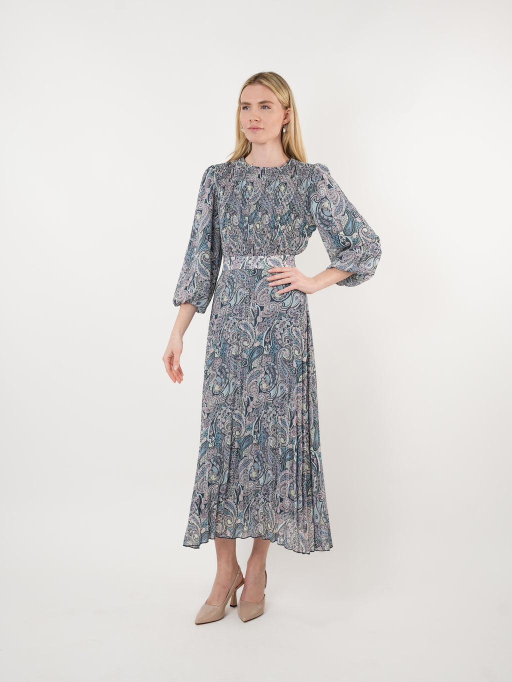 Chiffon Paisley Printed Maxi Dress