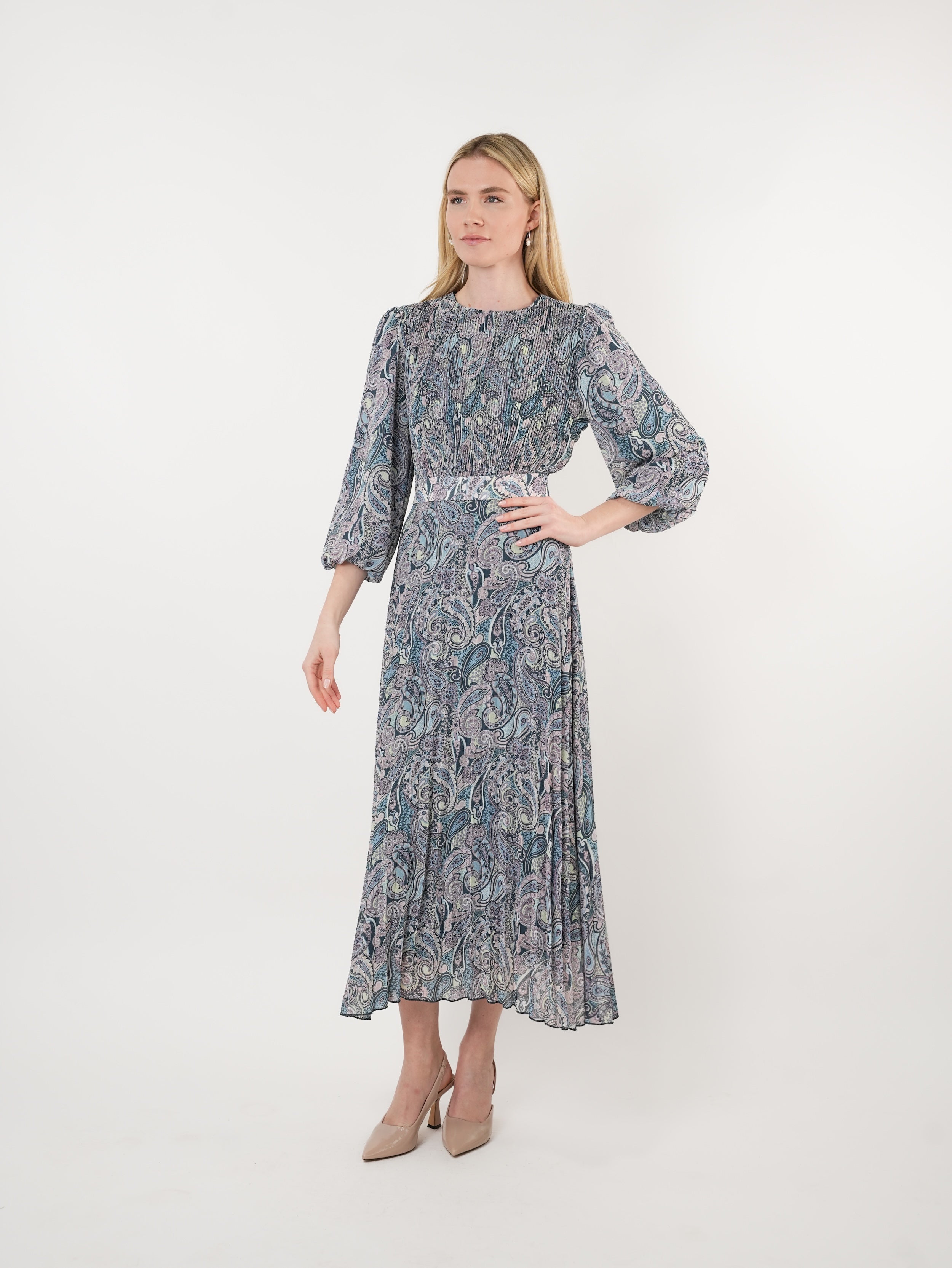 Chiffon Paisley Printed Maxi Dress