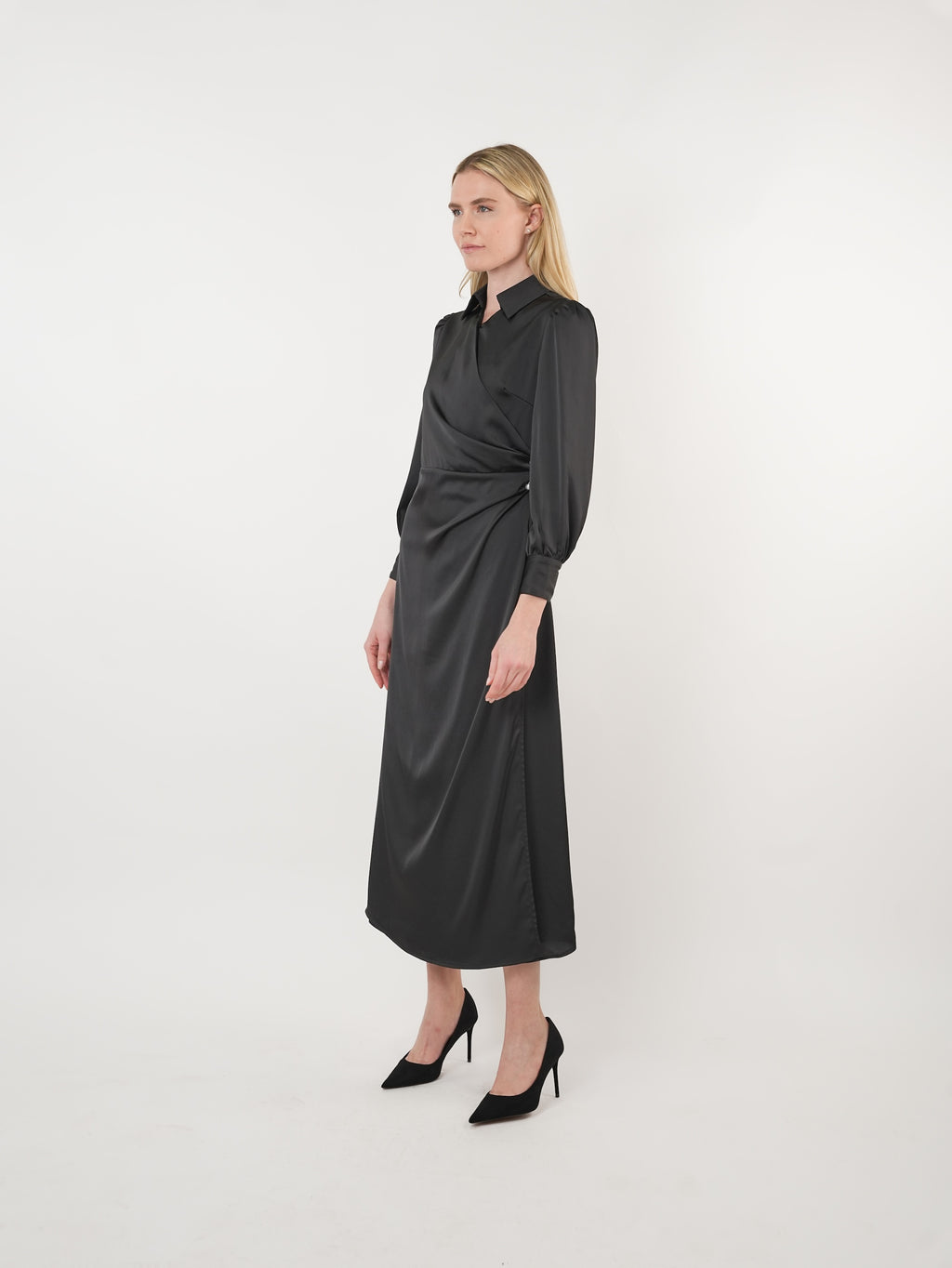 Satin Pearl Detail Maxi Dress