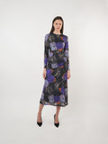 Floral Mesh Gathered Midi Dress