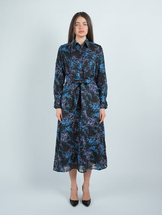 Chiffon Floral Burnout A-Line Dress