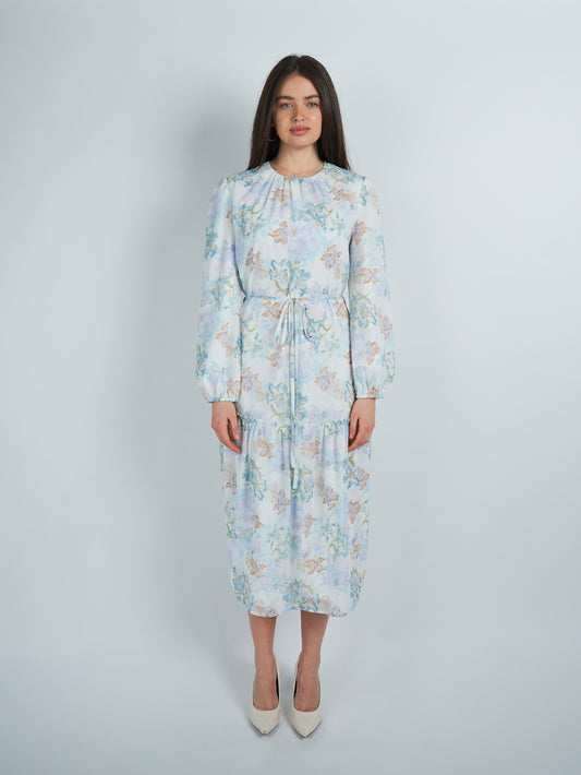 Floral Drop Tier Midi Dress