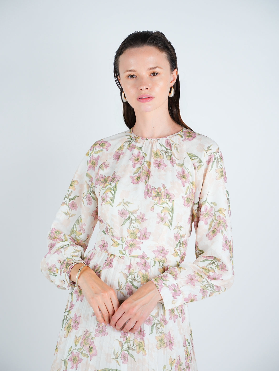 Chiffon Floral Waisted Midi Dress