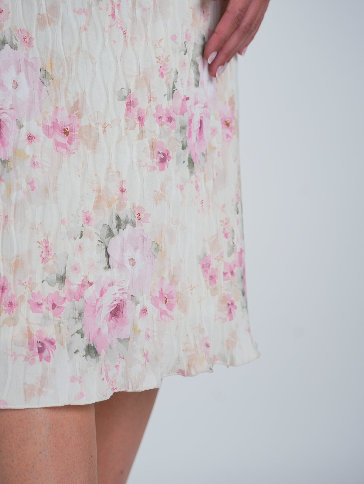 Plisse Floral Midi Sheath Dress