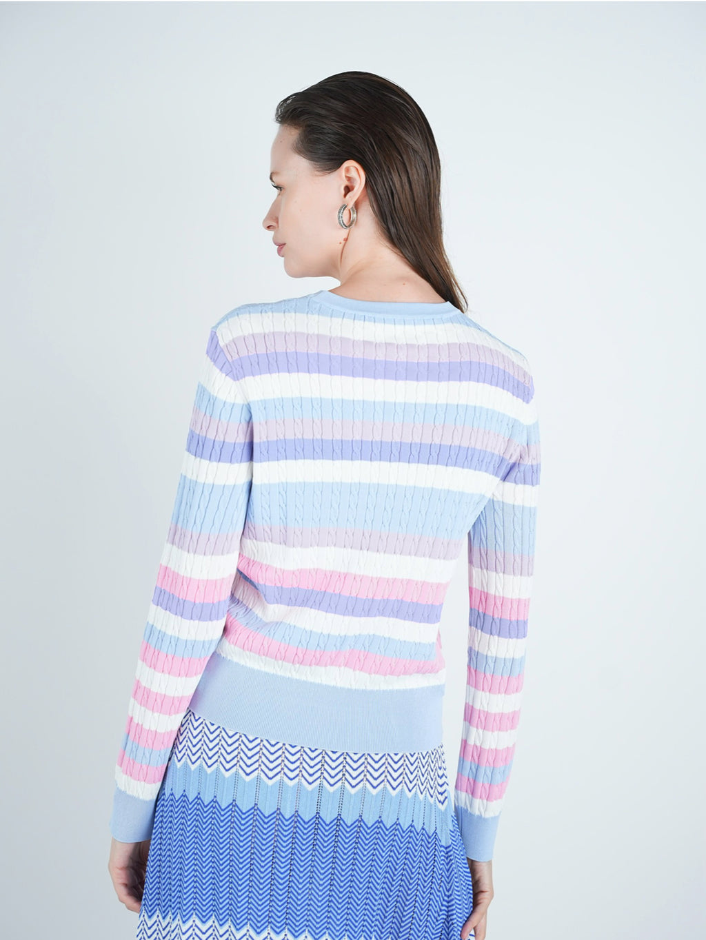 Multi Color Striped Cable Knit Top