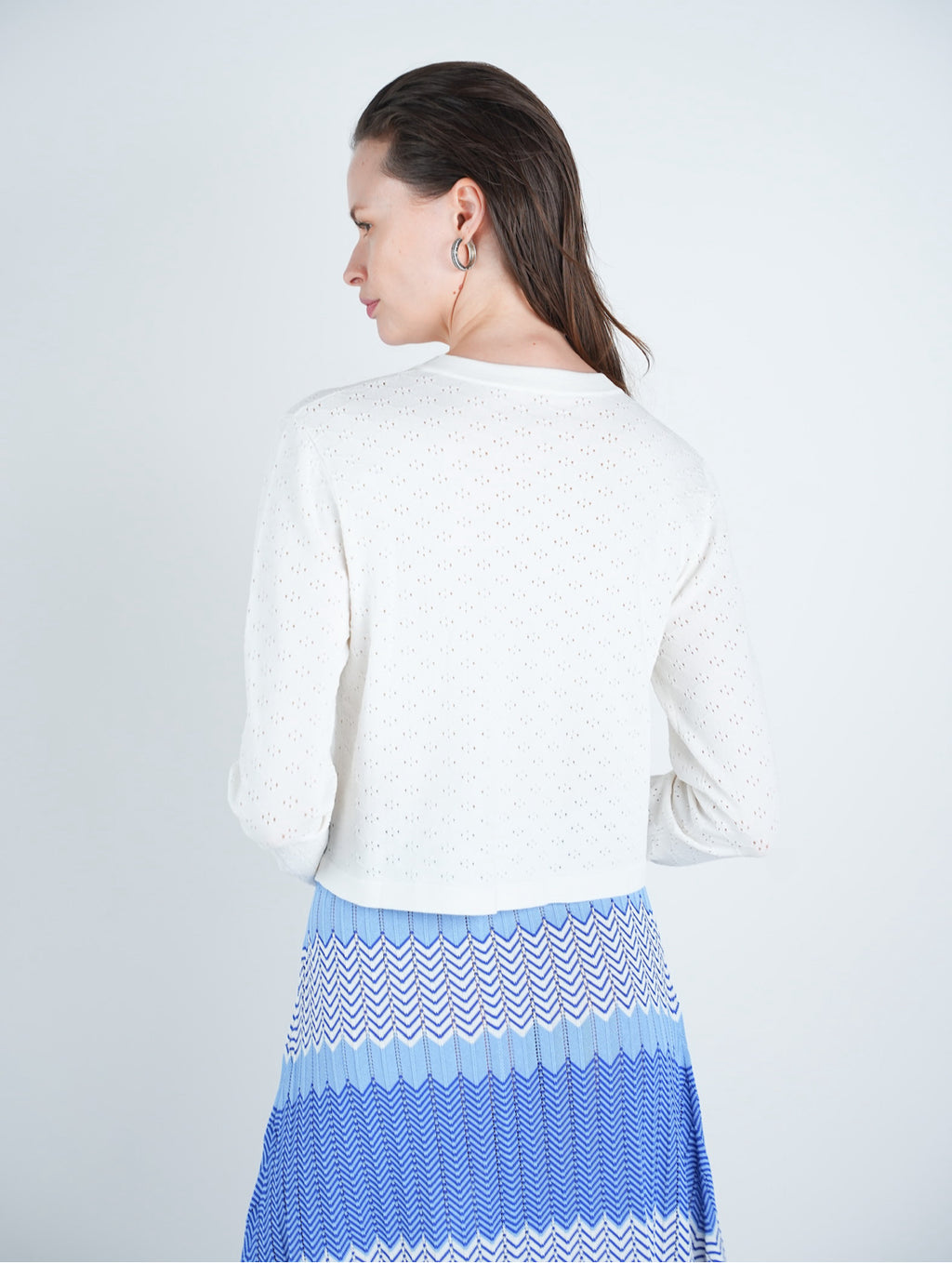 Knit Eyelet Buttoned Cardigan