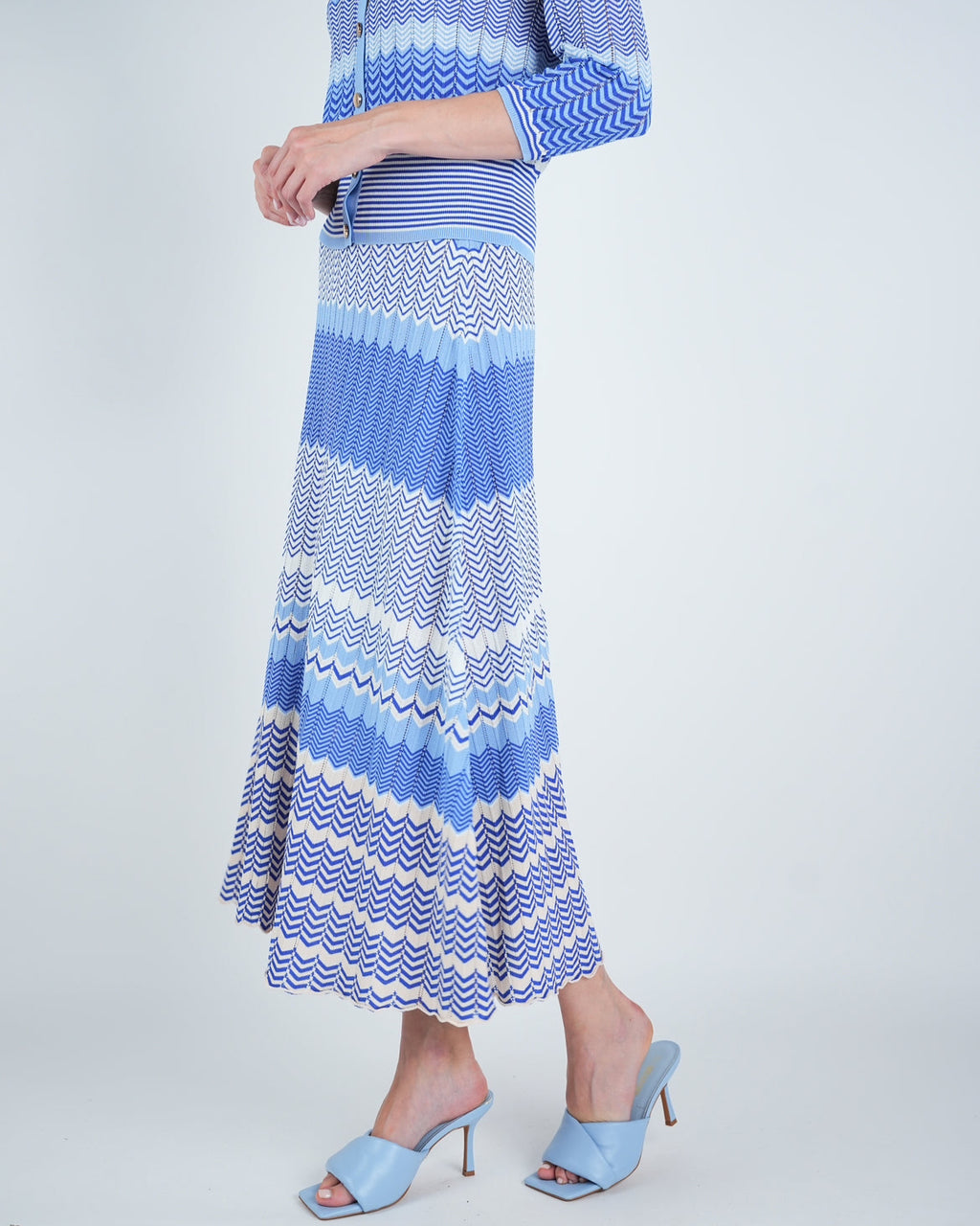 Knit Chevron Stripe Maxi Skirt
