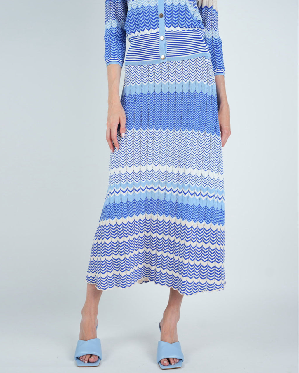 Knit Chevron Stripe Maxi Skirt